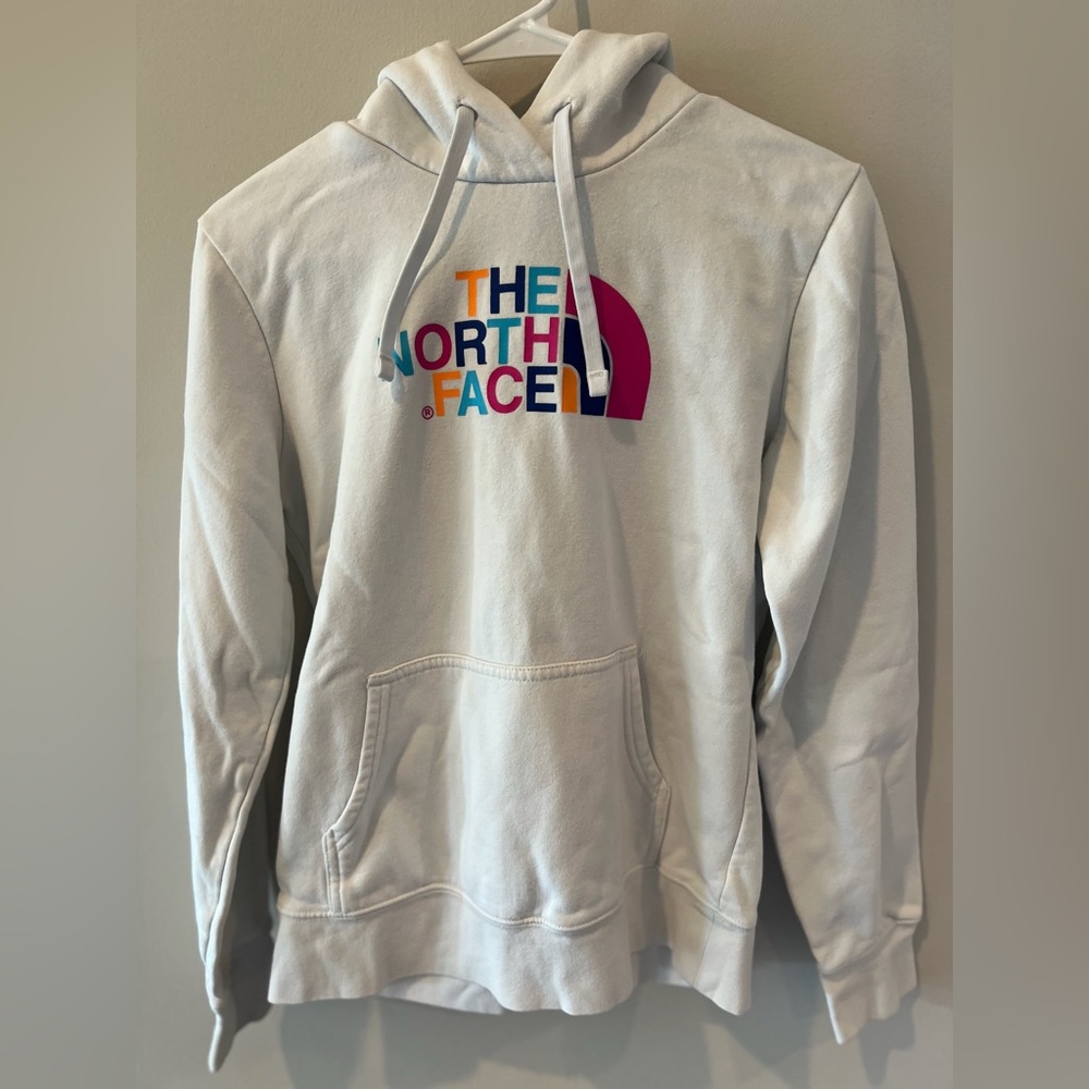 White hoodie, soft material.